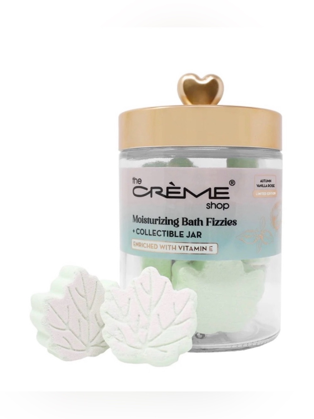The Crème Shop Moisturizing Bath Fizzies Autumn Vanilla Rose – Collectible Jar